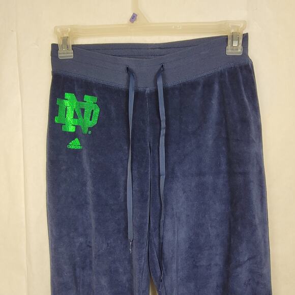 Adidas blue Notre Dame velour wide leg joggers Size small Y2K sportswear 90s - Picture 4 of 8